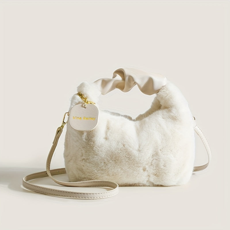 MINJI Y2K Style Plush Cloud Ruched Crossbody Bag