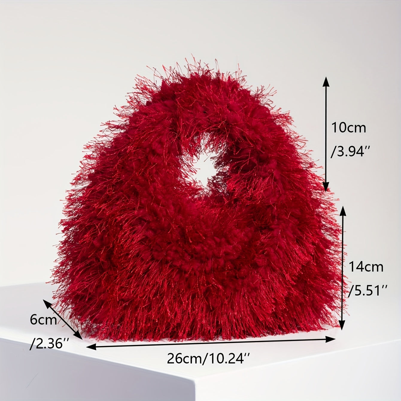 MINJI Y2K Style Solid Color Fluffy Satchel Bag