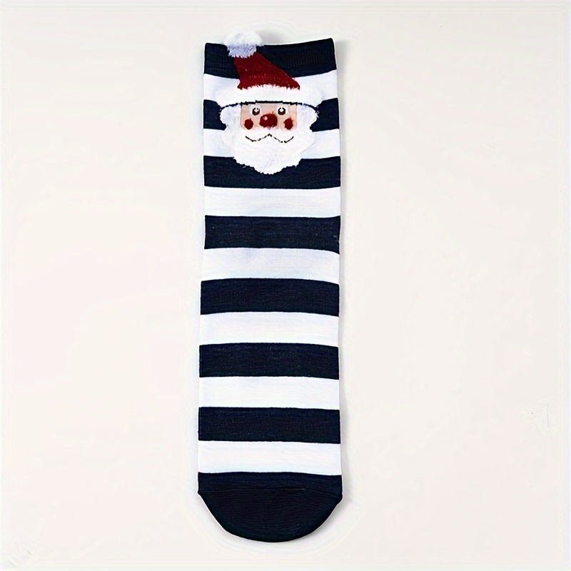 4 Pairs Christmas Print Socks, Comfy & Cute Mid Tube Socks, Women's Stockings & Hosiery