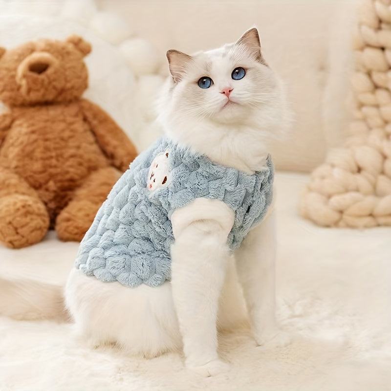 RAPAIDE Cat Casual Warm Vest, Cute Style Bear Graphic Cat Clothes, Traction Fleece Vest, Pet Warm Winter Coat
