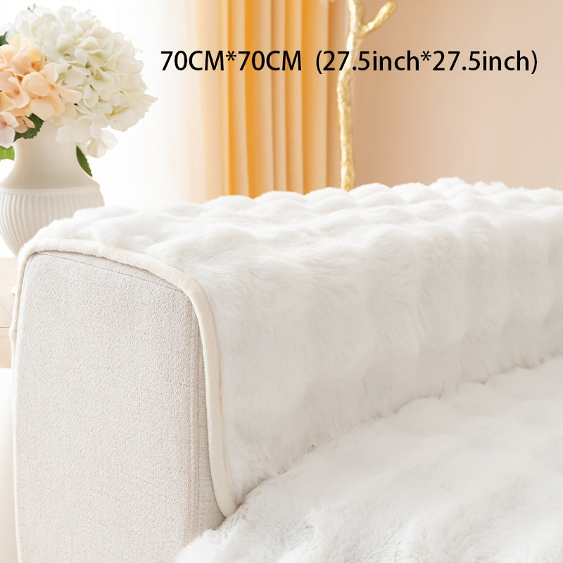 1pc Winter Thickened Faux Rabbit Plush Sofa Throw Cover - Non-Slip Sofa Cover for Bedroom, Office, Living Room - Home Decor