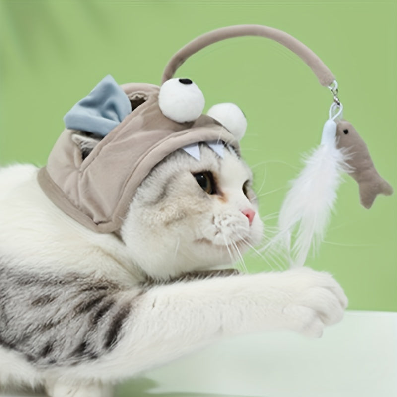 Funny Cat Hat Toy Interactive Toy For Cat Kitten Toy Hat Fish Shaped Cat Toy Pet Accessories