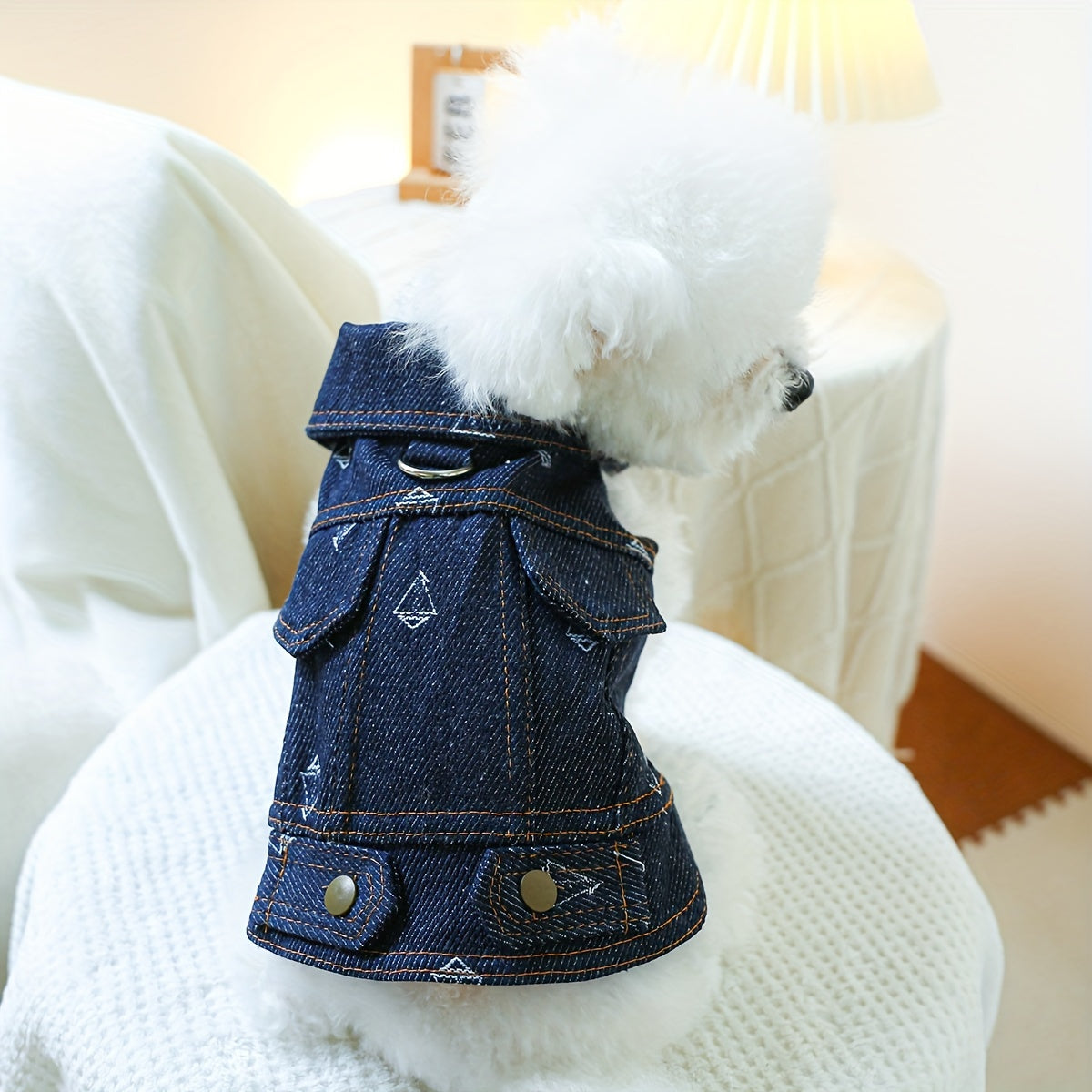 RAPAIDE 1pc Cool Pet Denim Coat For Autumn And Winter Dog Warm Clothes