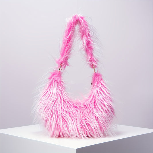 MINJI Y2K Style Faux Fur Winter Hot Girls Baguette Bag