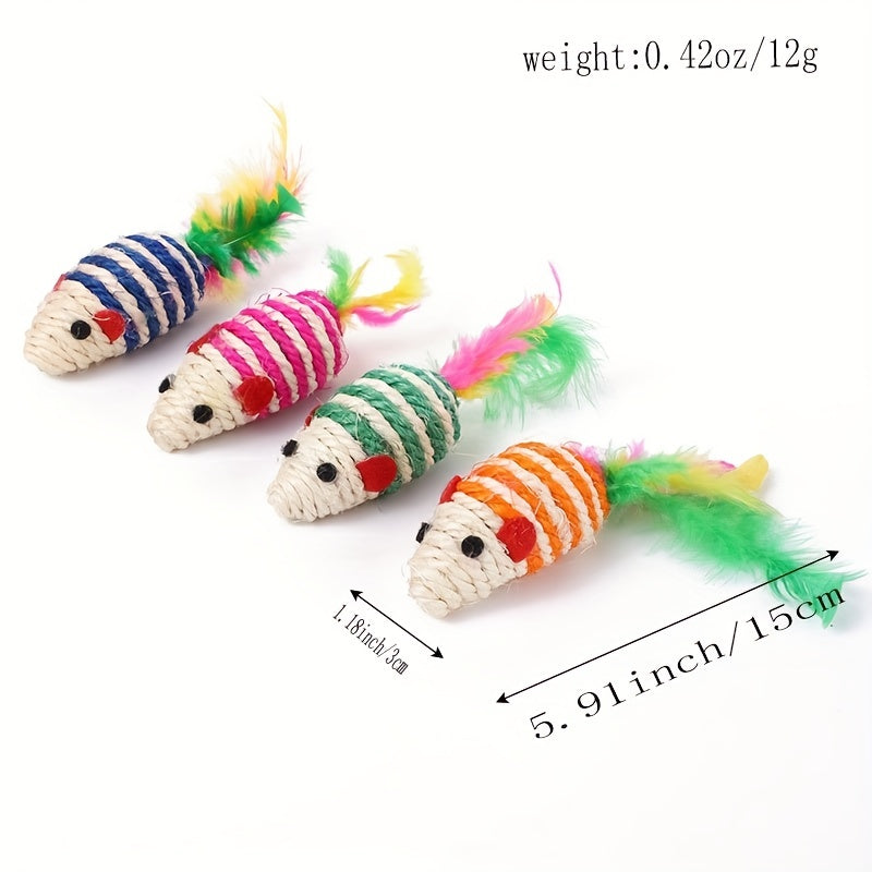 1pc Interactive Cat Toy with Colorful Feather Tail Entertain and Stimulate Your Feline Friend .