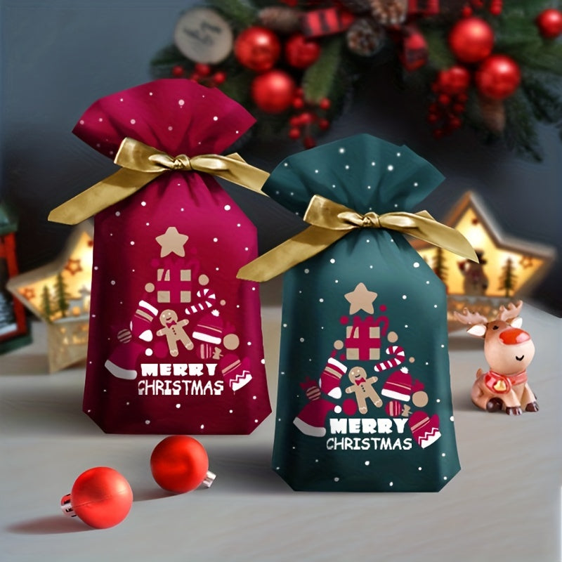 10pcs, Original Christmas Gift Packaging Bags, New Drawstring Bags, Safe Fruit Bags, Return Gift Bags, Gift Bundle Pockets, Christmas Decorations, Navidad, Cheapest Items Available, Clearance Sale, Small Business Supplies, Shopping Bag, Party Bag