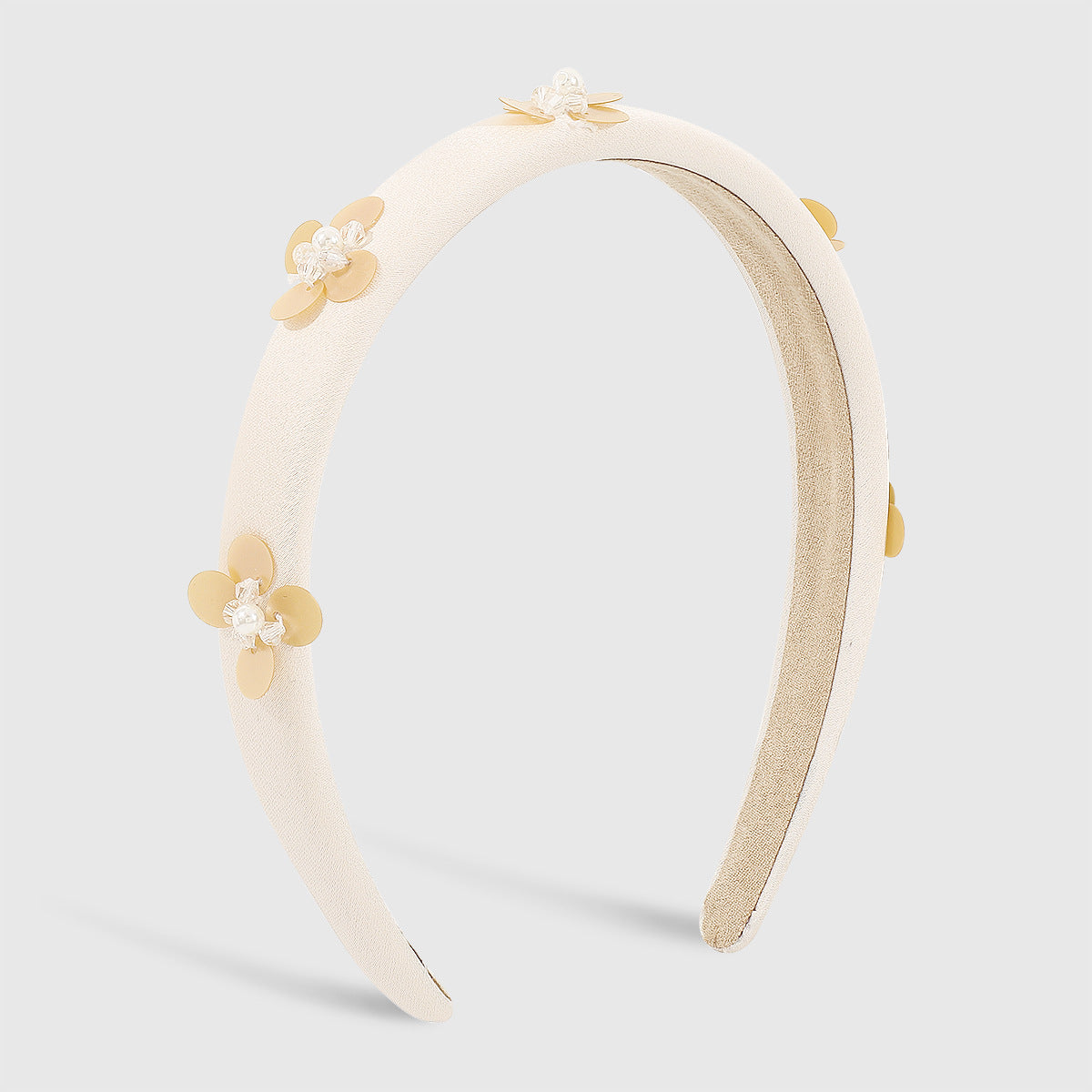 DANIELLE  Sponge Faux Pearl Sequins Geometric Flower Hairband