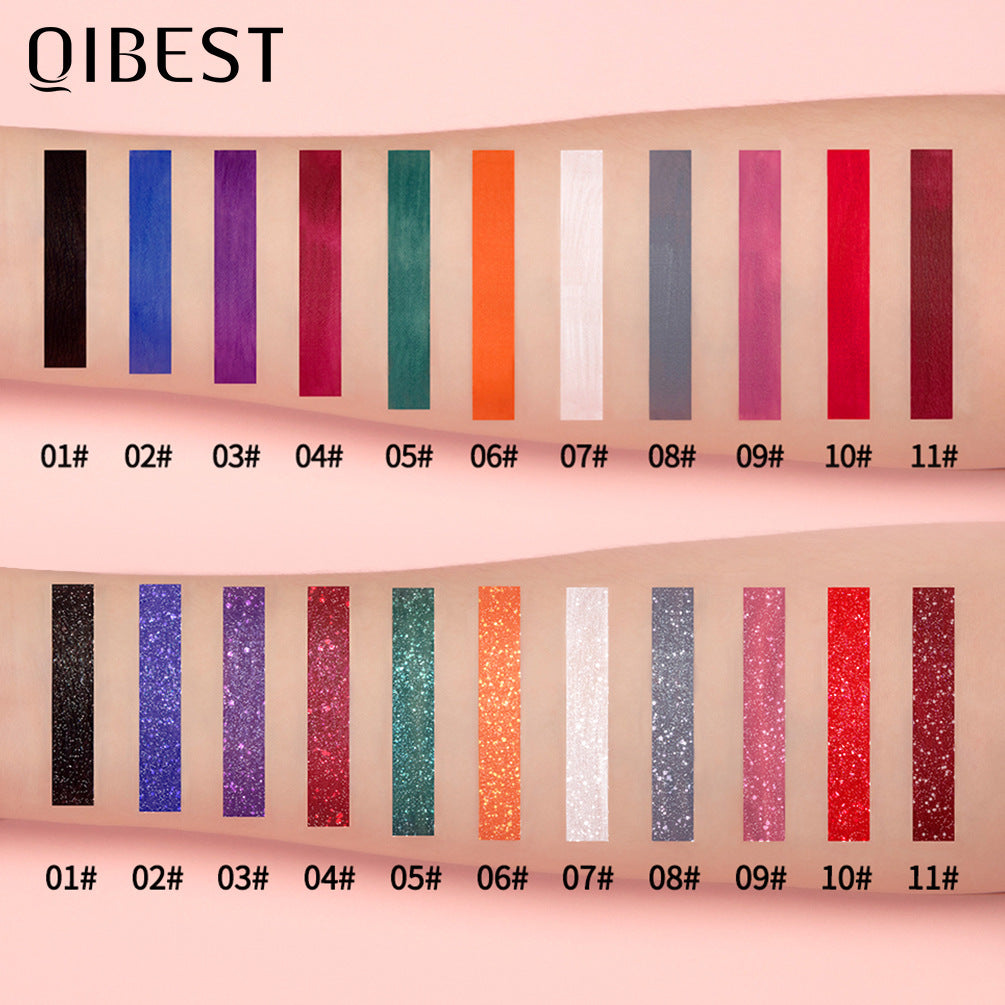 QIBEST 11 Colors Diamond Pearl Illusion Matte Lip Gloss Liquid Lipstick Set