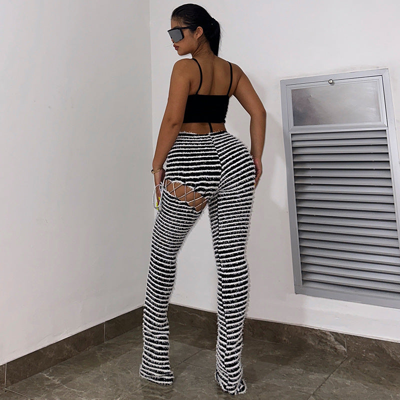LISA Ins Style Sexy High Waist Stripes Fitted Cut Pants