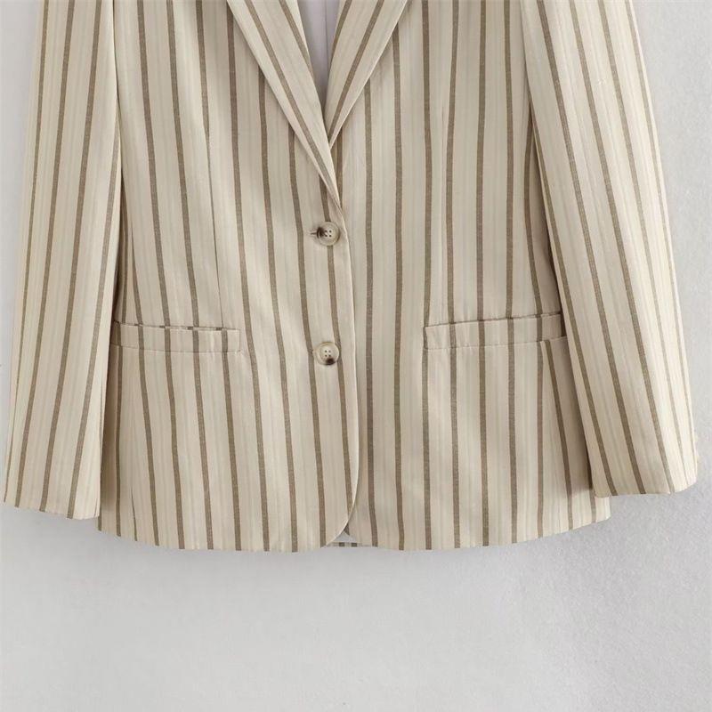 JISOO Summer Stripe Long Sleeve Two button Casual Blazer