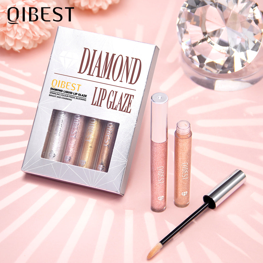 QIBEST 6 Colors Dual Set Long Lasting Pearlescent Metallic Lipstick