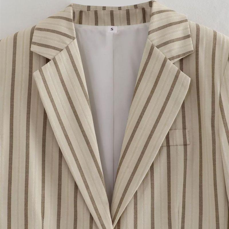 JISOO Summer Stripe Long Sleeve Two button Casual Blazer