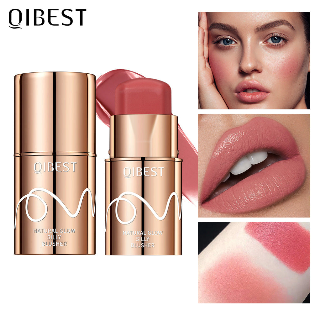 QIBEST 4 Colors Silky Blush Natural Brightens Blush Stick