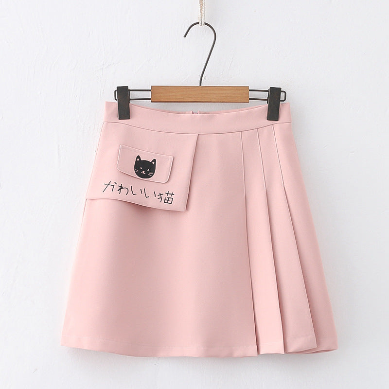 JENNIE Cat JK Skirt Pleated Mini Skirt