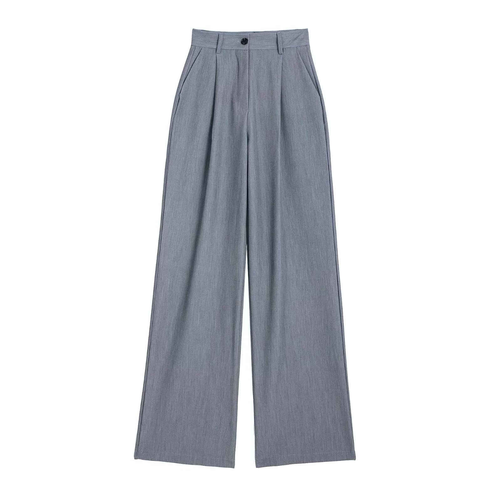 Retro Front Pleated High Waist Pants Casual Pants