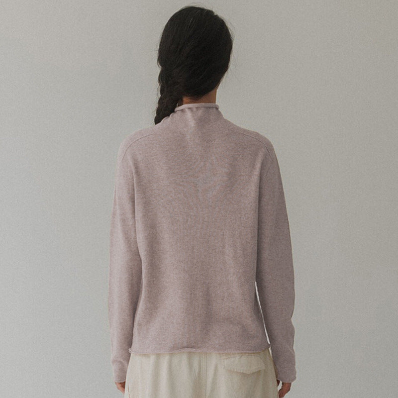 JENNIE High Collar Wool Leisure Lazy Style Pullover Jumper