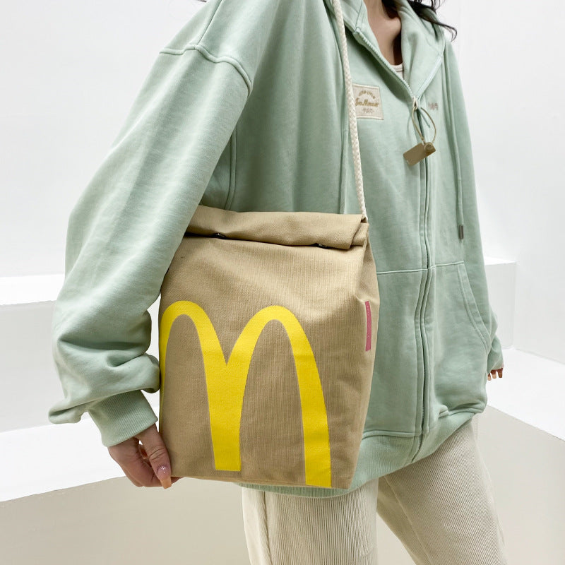 JENNIE Fast Food Paper Printed Bucket Casual Shoulder Backpack Bag