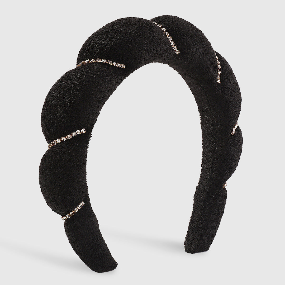JISOO Net Bread Roll Sponge Cranial Claw Chain Rhinestone Headbands