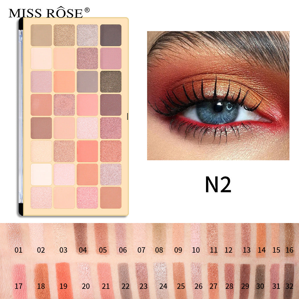 MISS ROSE 32 Colors Palette Glitter Smoky Eye Shadow