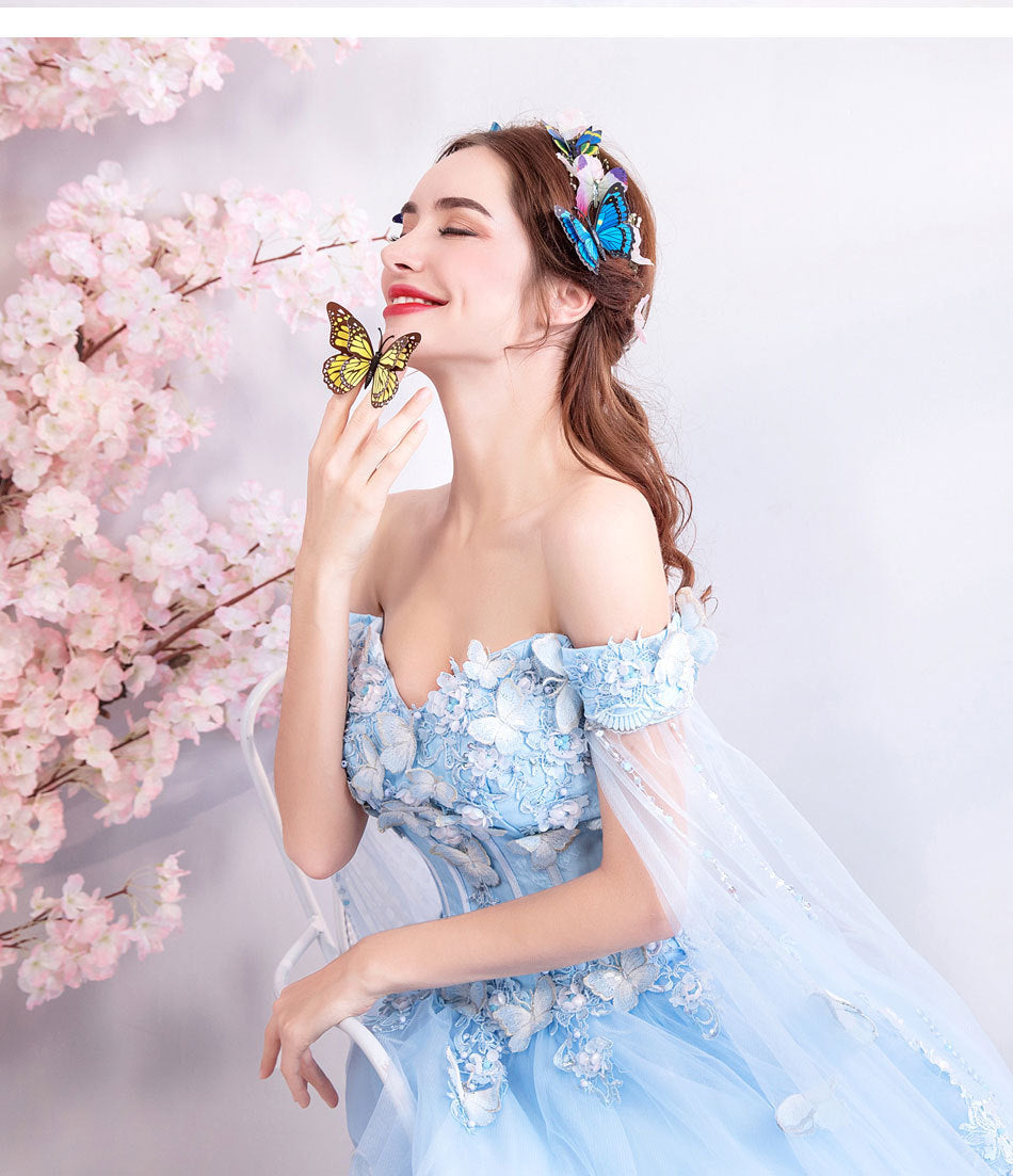 JENNIE Blue Gown Fairy Bridal Wedding Banquet Evening Dress