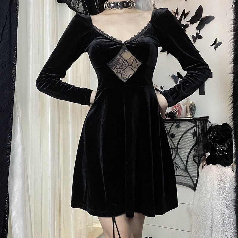HANNI Gothic Sexy Style Lace Long Sleeve Dress