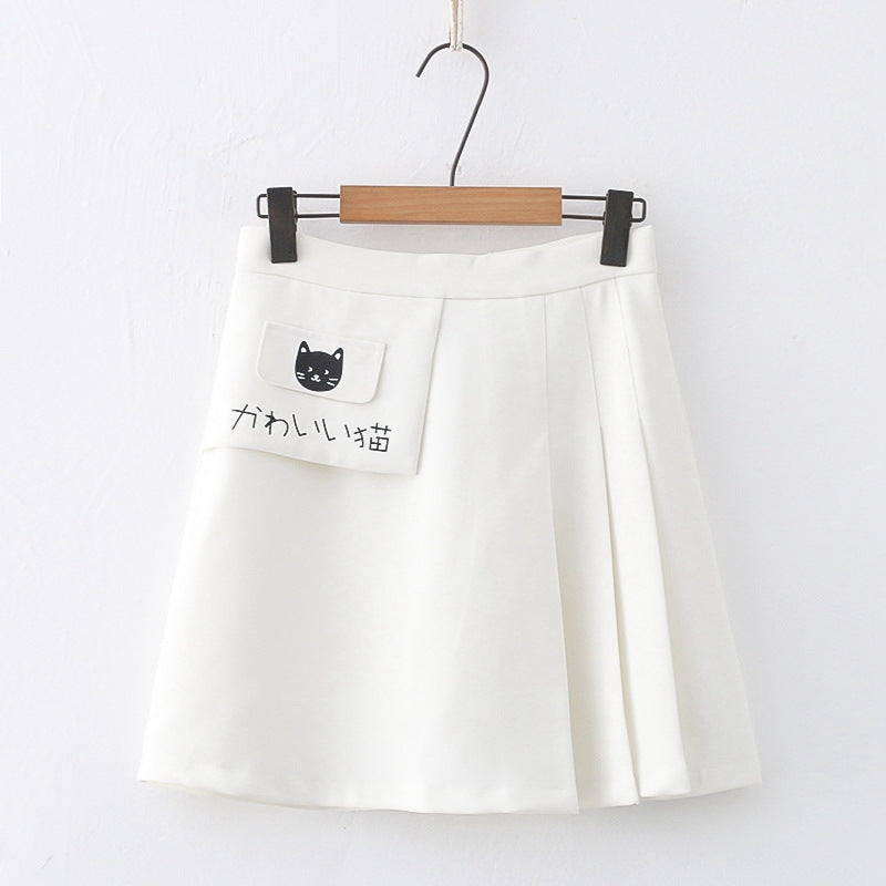 JENNIE Cat JK Skirt Pleated Mini Skirt