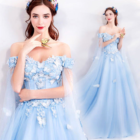 JENNIE Blue Gown Fairy Bridal Wedding Banquet Evening Dress