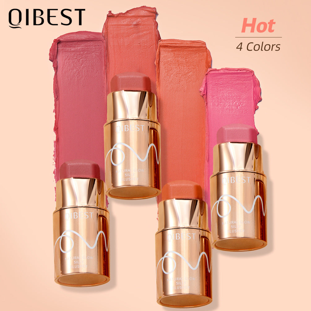 QIBEST 4 Colors Silky Blush Natural Brightens Blush Stick