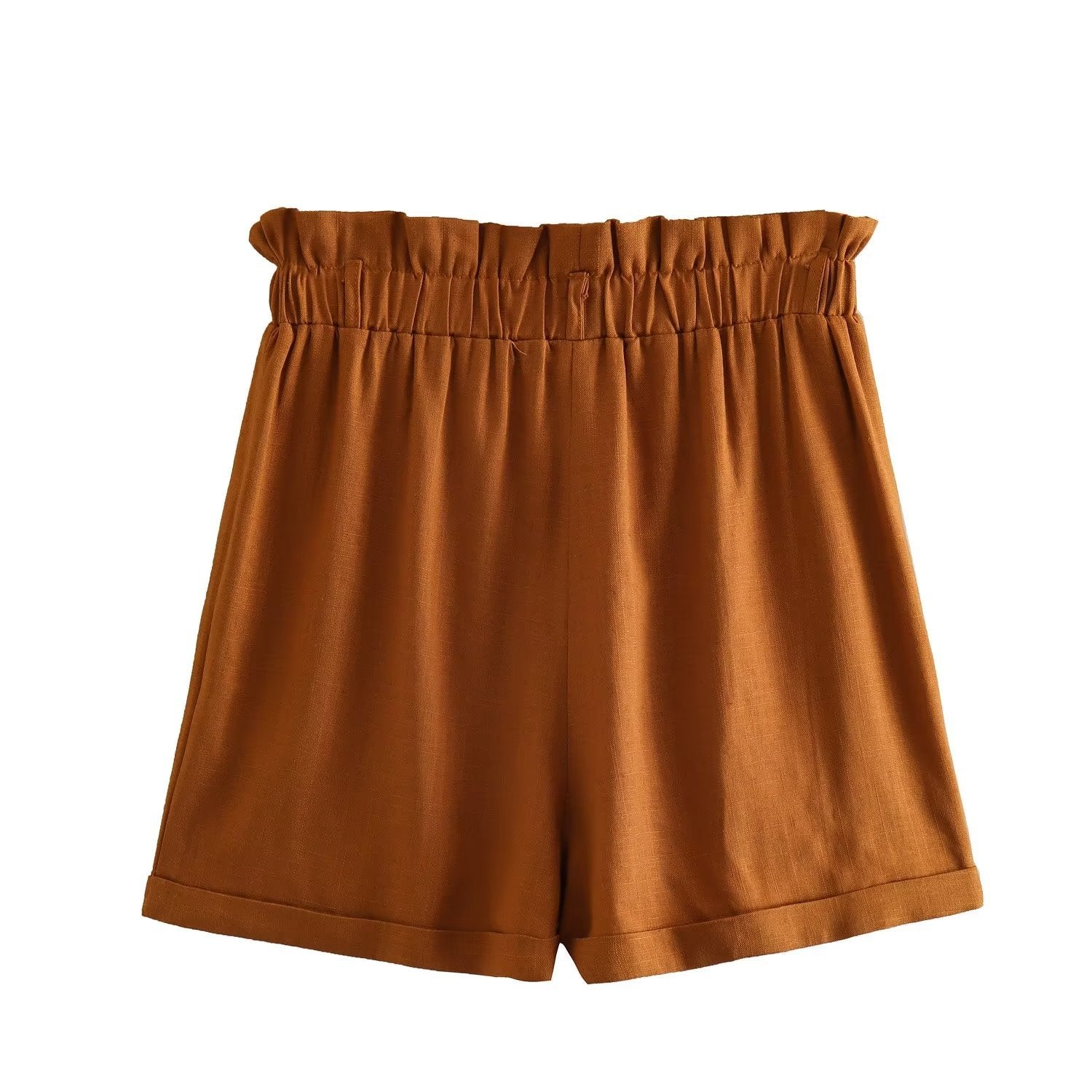 DANIELLE French Vintage High Waist Slim Beach Vacation Casual Linen Shorts