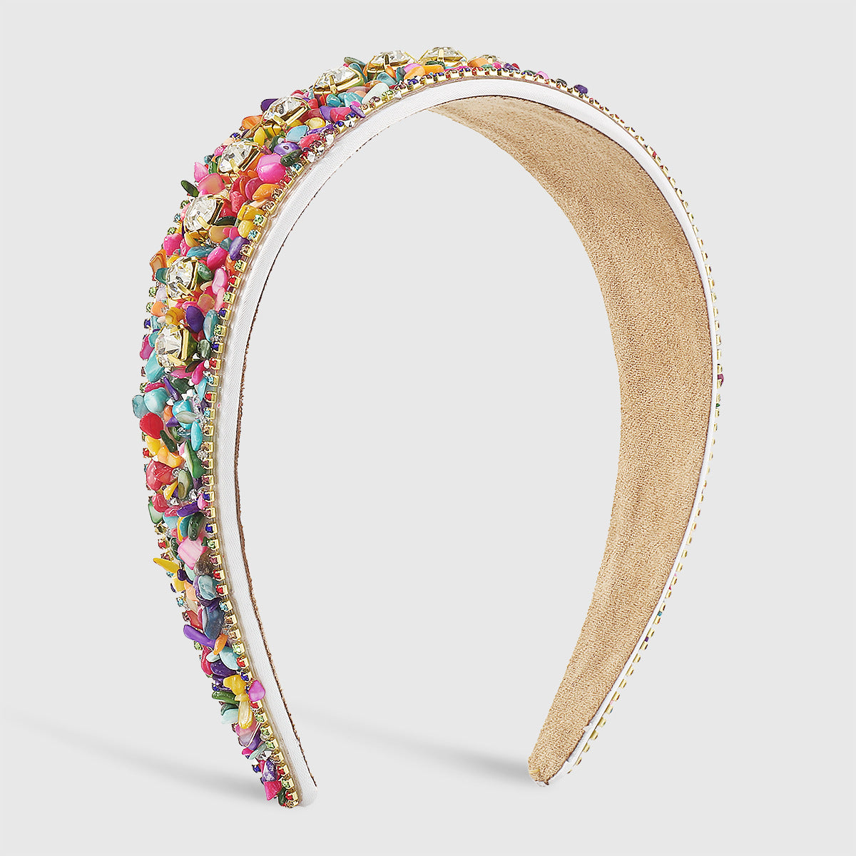 DANIELLE Retro Crushed Stone Studded Candy Color Headband