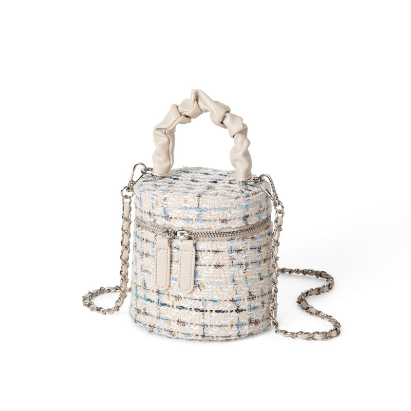 JENNIE Woven Cylinder Chain Crossbody Shoulder Bag