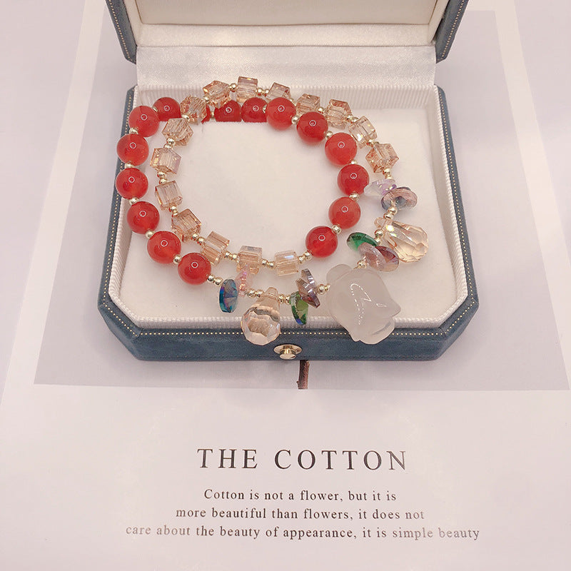 冥想 Meditate Red Agate & Crystal Pendant Bracelet