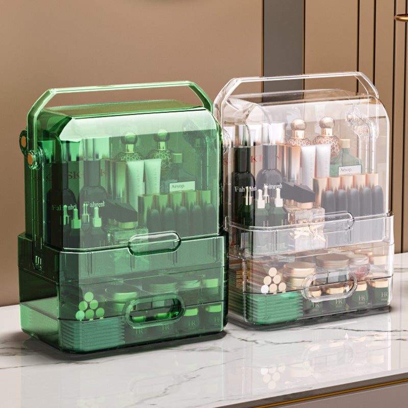 JISOO Transparent Cosmetics Dust Proof Large Capacity Acrylic Product Shelf Organiser