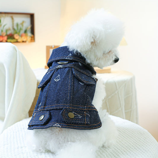 RAPAIDE 1pc Cool Pet Denim Coat For Autumn And Winter Dog Warm Clothes