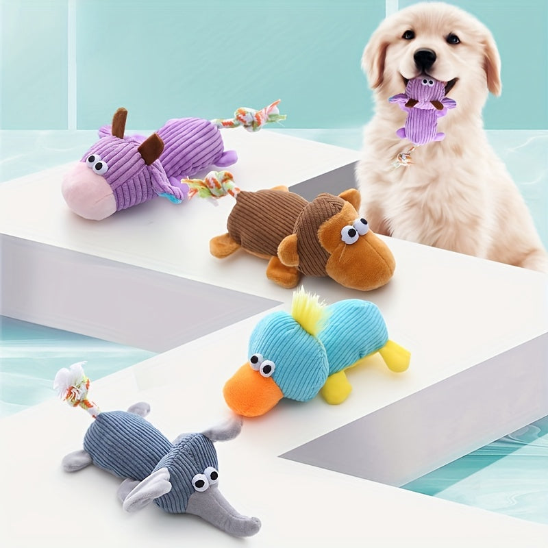 1pc Adorable Animal Design Dog Plush Toy - Interactive and Durable Chew Toy for Your Pet!
