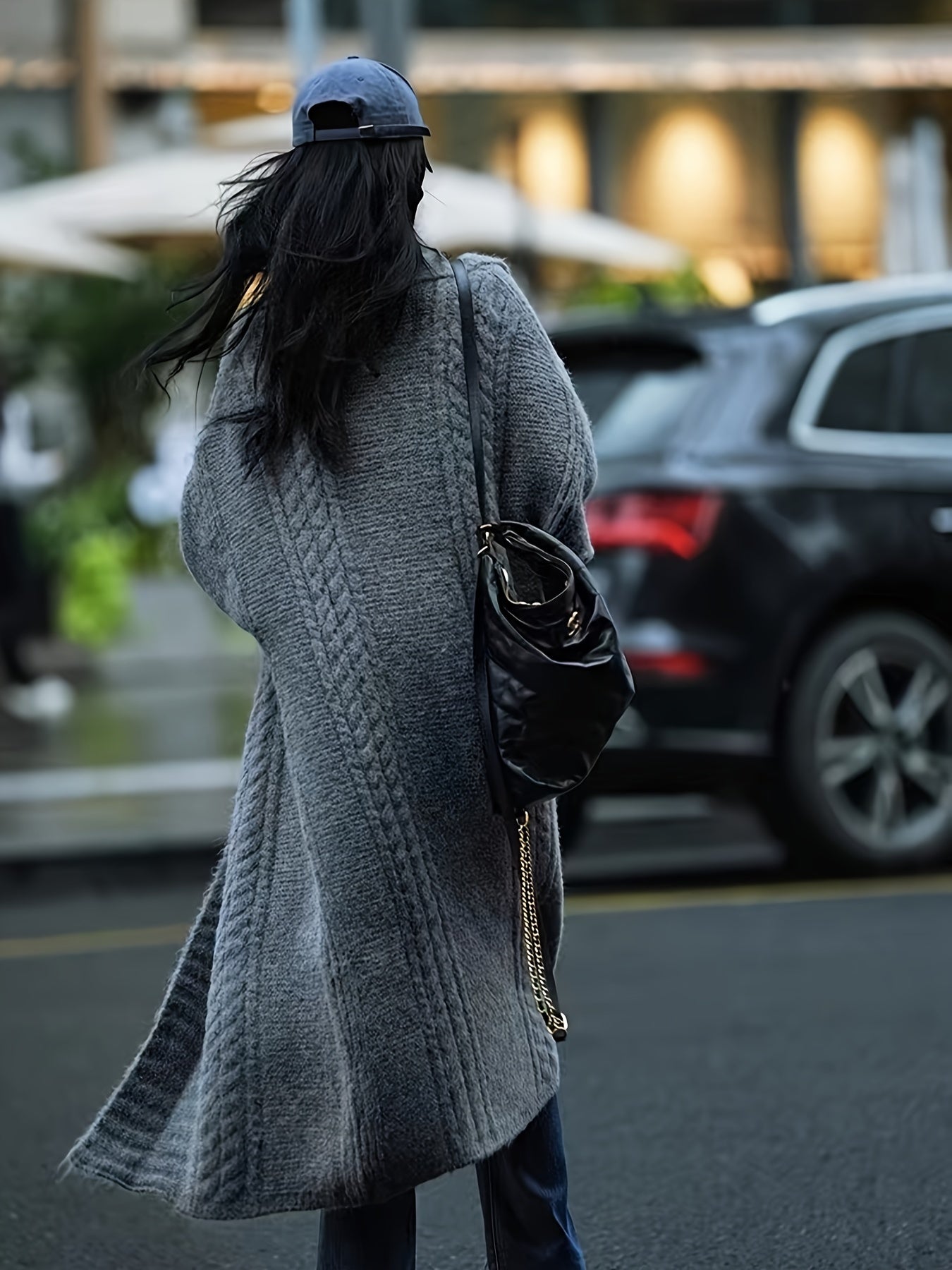 JENNIE Elegant Long Sleeve Warm Sweater Overcoat