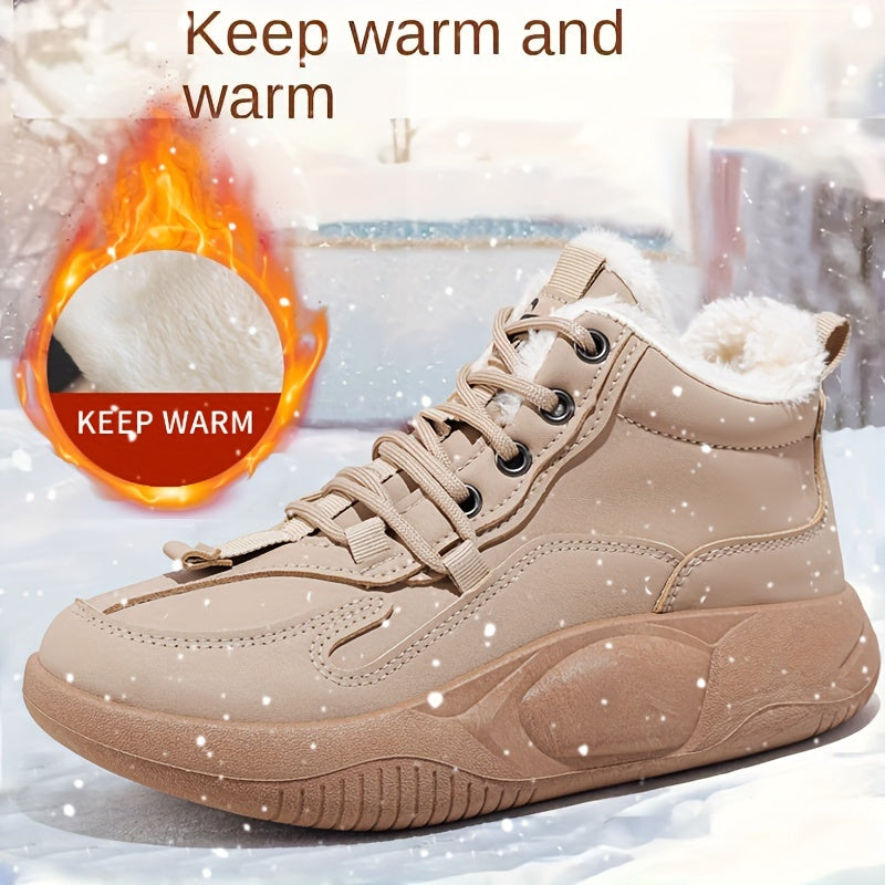 HAERIN Faux Fur Lining Thermal Platform Sneakers