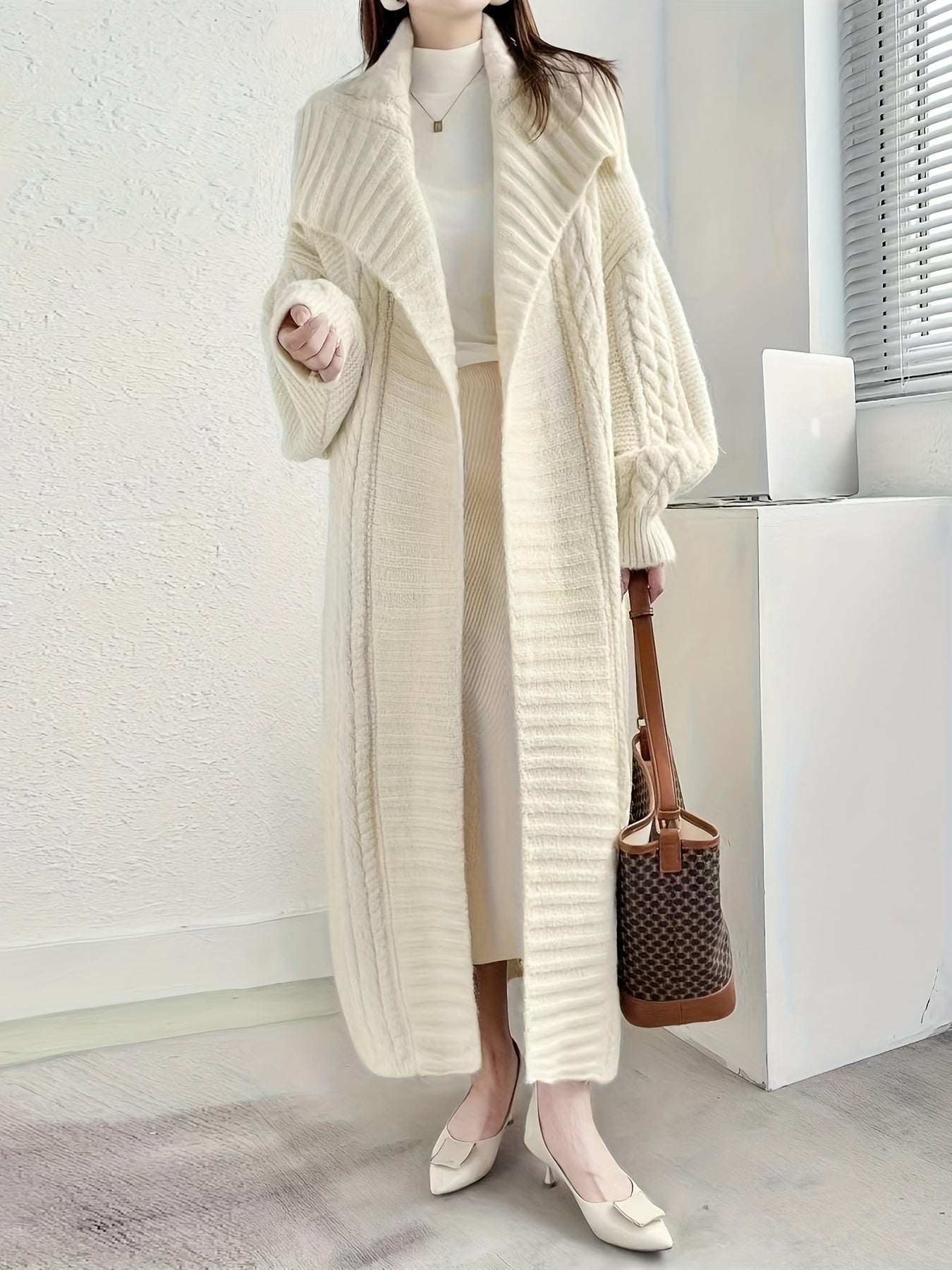 JENNIE Elegant Long Sleeve Warm Sweater Overcoat
