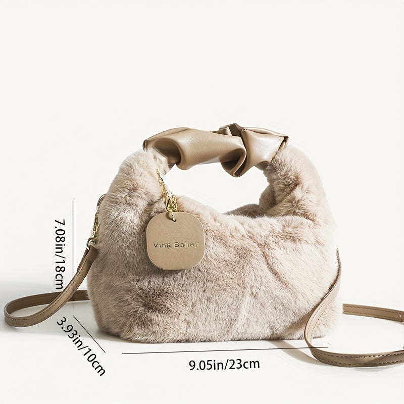 MINJI Y2K Style Plush Cloud Ruched Crossbody Bag