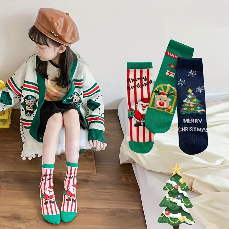 3/6 Pairs Of Christmas Style Breathable And Comfortable Socks For Boys And Girls, With Novelty And Fun Designs Children's Socks For All Seasons