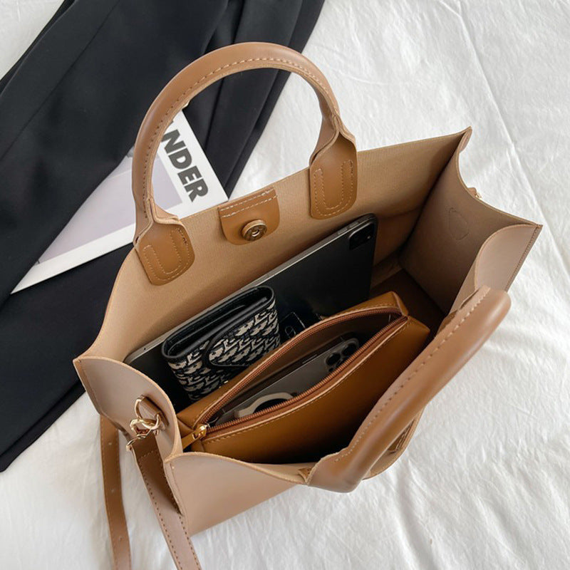 JENNIE 2pcs Plain Leather Bag Set