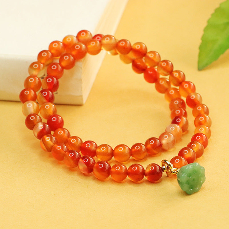 冥想 Meditate Lotus Natural Red Agate Tassel Bracelets