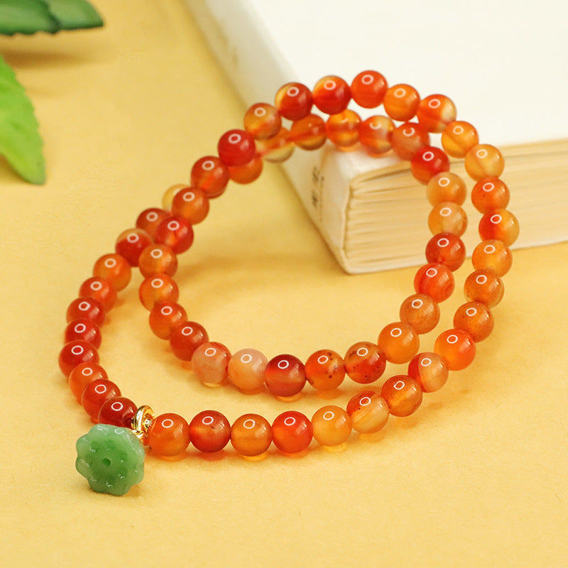 冥想 Meditate Lotus Natural Red Agate Tassel Bracelets